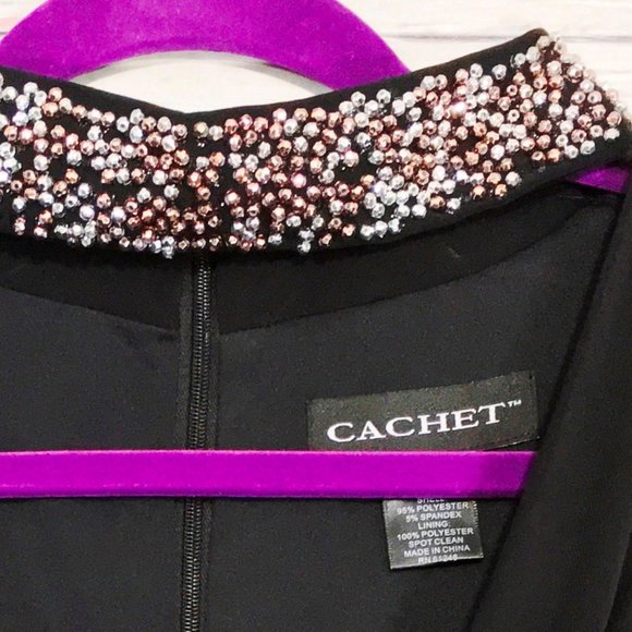 Cachet ~ Sleeveless Beaded Halter Cocktail Dress - Picture 7 of 13